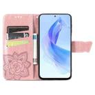 For Honor 90 Lite Butterfly Love Flower Embossed Leather Phone Case(Rose Gold) - 3