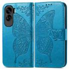 For Honor 90 Lite Butterfly Love Flower Embossed Leather Phone Case(Blue) - 2