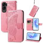 For Honor 90 Lite Butterfly Love Flower Embossed Leather Phone Case(Pink) - 1
