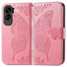 For Honor 90 Lite Butterfly Love Flower Embossed Leather Phone Case(Pink) - 2