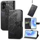 For Honor 90 Lite Butterfly Love Flower Embossed Leather Phone Case(Black) - 1