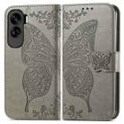 For Honor 90 Lite Butterfly Love Flower Embossed Leather Phone Case(Gray) - 2