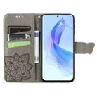 For Honor 90 Lite Butterfly Love Flower Embossed Leather Phone Case(Gray) - 3