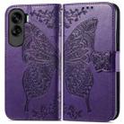 For Honor 90 Lite Butterfly Love Flower Embossed Leather Phone Case(Purple) - 2