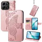 For Honor 200 Smart Butterfly Love Flower Embossed Leather Phone Case(Rose Gold) - 1