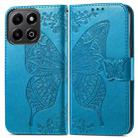 For Honor 200 Smart Butterfly Love Flower Embossed Leather Phone Case(Blue) - 2