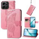 For Honor 200 Smart Butterfly Love Flower Embossed Leather Phone Case(Pink) - 1