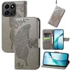 For Honor 200 Smart Butterfly Love Flower Embossed Leather Phone Case(Gray) - 1