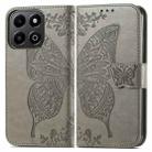 For Honor 200 Smart Butterfly Love Flower Embossed Leather Phone Case(Gray) - 2