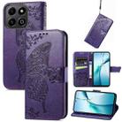 For Honor 200 Smart Butterfly Love Flower Embossed Leather Phone Case(Purple) - 1