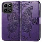 For Honor 200 Smart Butterfly Love Flower Embossed Leather Phone Case(Purple) - 2