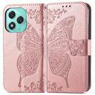 For Honor 400 Lite Butterfly Love Flower Embossed Leather Phone Case(Rose Gold) - 2