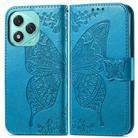 For Honor 400 Lite Butterfly Love Flower Embossed Leather Phone Case(Blue) - 2