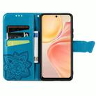 For Honor 400 Lite Butterfly Love Flower Embossed Leather Phone Case(Blue) - 3