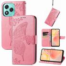 For Honor 400 Lite Butterfly Love Flower Embossed Leather Phone Case(Pink) - 1
