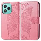 For Honor 400 Lite Butterfly Love Flower Embossed Leather Phone Case(Pink) - 2
