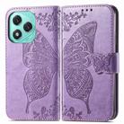 For Honor 400 Lite Butterfly Love Flower Embossed Leather Phone Case(Lavender) - 2