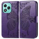 For Honor 400 Lite Butterfly Love Flower Embossed Leather Phone Case(Purple) - 2