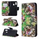 3D Colored Drawing Pattern Horizontal Flip Leather Case for Samsung Galaxy A20e, with Holder & Card Slots & Wallet(Green Butterfly) - 1