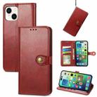 For iPhone 15 Retro Solid Color Buckle Leather Phone Case(Red) - 1