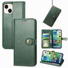 For  iPhone 15 Pro Retro Solid Color Buckle Leather Phone Case(Green) - 1