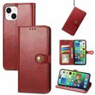 For  iPhone 15 Pro Retro Solid Color Buckle Leather Phone Case(Red) - 1