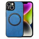 For iPhone 14 Solid Color Leather Skin Back Cover Phone Case(Blue) - 1