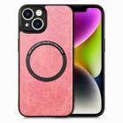 For iPhone 14 Plus Solid Color Leather Skin Back Cover Phone Case(Pink) - 1