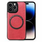 For iPhone 14 Pro Solid Color Leather Skin Back Cover Phone Case(Red) - 1