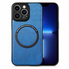 For iPhone 13 Pro Solid Color Leather Skin Back Cover Phone Case(Blue) - 1