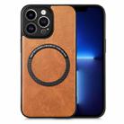 For iPhone 13 Pro Solid Color Leather Skin Back Cover Phone Case(Brown) - 1