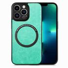 For iPhone 13 Pro Max Solid Color Leather Skin Back Cover Phone Case(Green) - 1