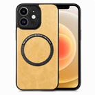 For iPhone 12 mini Solid Color Leather Skin Back Cover Phone Case(Yellow) - 1
