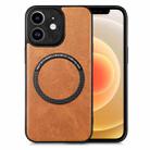 For iPhone 12 mini Solid Color Leather Skin Back Cover Phone Case(Brown) - 1