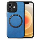 For iPhone 12 Solid Color Leather Skin Back Cover Phone Case(Blue) - 1