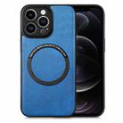 For iPhone 12 Pro Solid Color Leather Skin Back Cover Phone Case(Blue) - 1