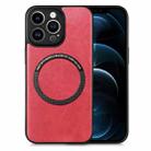 For iPhone 12 Pro Max Solid Color Leather Skin Back Cover Phone Case(Red) - 1