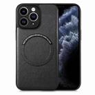 For iPhone 11 Pro Max Solid Color Leather Skin Back Cover Phone Case(Black) - 1
