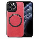 For iPhone 11 Pro Max Solid Color Leather Skin Back Cover Phone Case(Red) - 1