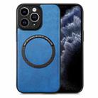 For iPhone 11 Pro Max Solid Color Leather Skin Back Cover Phone Case(Blue) - 1