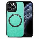 For iPhone 11 Pro Max Solid Color Leather Skin Back Cover Phone Case(Green) - 1