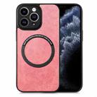 For iPhone 11 Pro Max Solid Color Leather Skin Back Cover Phone Case(Pink) - 1