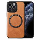 For iPhone 11 Pro Max Solid Color Leather Skin Back Cover Phone Case(Brown) - 1