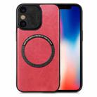 For iPhone X / XS Solid Color Leather Skin Back Cover Phone Case(Red) - 1