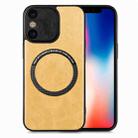 For iPhone X / XS Solid Color Leather Skin Back Cover Phone Case(Yellow) - 1