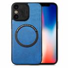 For iPhone X / XS Solid Color Leather Skin Back Cover Phone Case(Blue) - 1