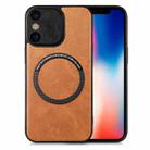 For iPhone X / XS Solid Color Leather Skin Back Cover Phone Case(Brown) - 1