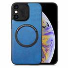 For iPhone XS Max Solid Color Leather Skin Back Cover Phone Case(Blue) - 1