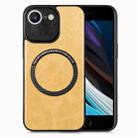 For iPhone SE 2022 / 7 / 8 Solid Color Leather Skin Back Cover Phone Case(Yellow) - 1