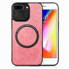 For iPhone 7 Plus / 8 Plus Solid Color Leather Skin Back Cover Phone Case(Pink) - 1